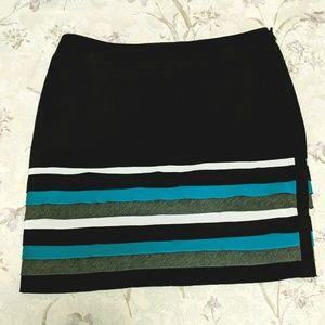 NWOT teal black and whtie work skirt